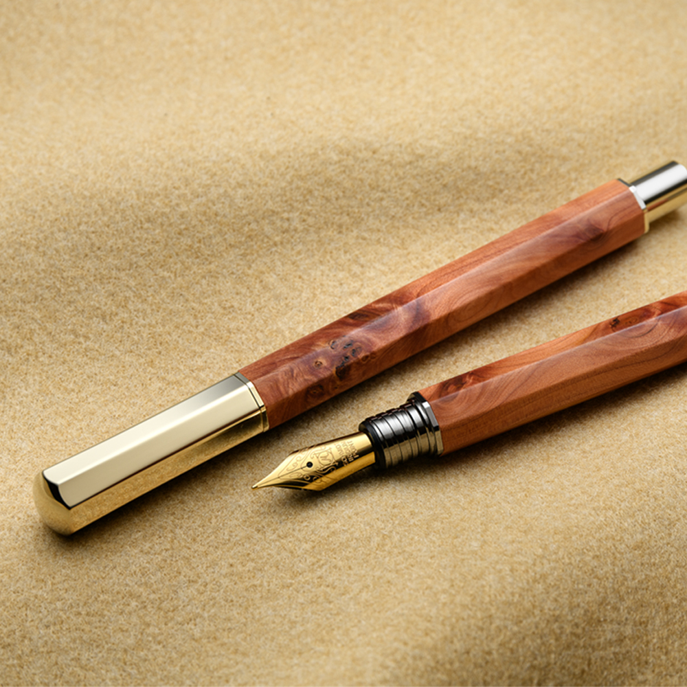 TM-908 八角龍柏木鋼筆一般筆尖/18K金筆尖(鍍金、鍍黑) | 大位王有限公司